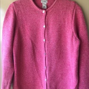 LL Bean 100% Pink  Cotton Cardigan - L